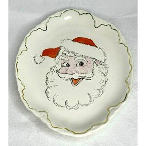 Vintage Santa Claus Plate 10" X 8" Oval Hand-Painted J. Huber Christmas